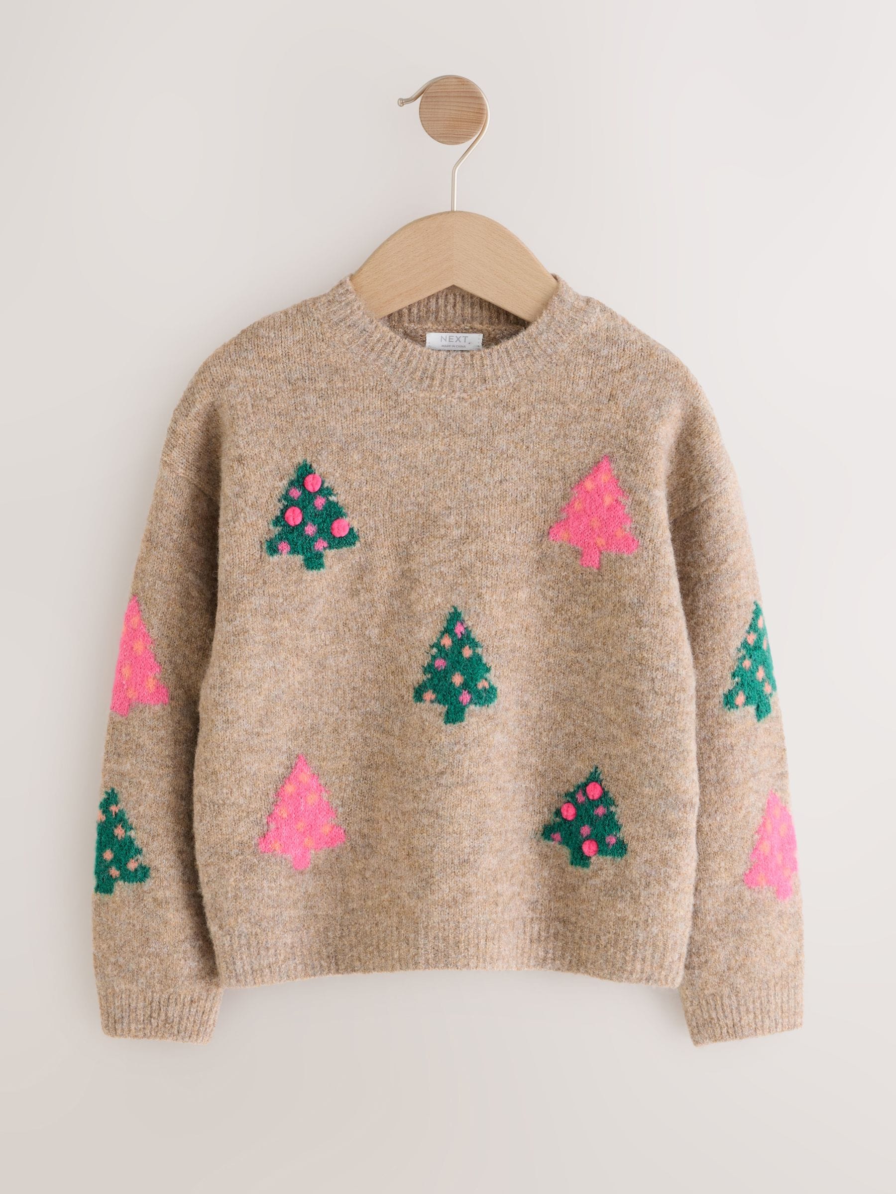 Neutral Bright Trees - Matching Family Christmas Jumper (3-16yrs)