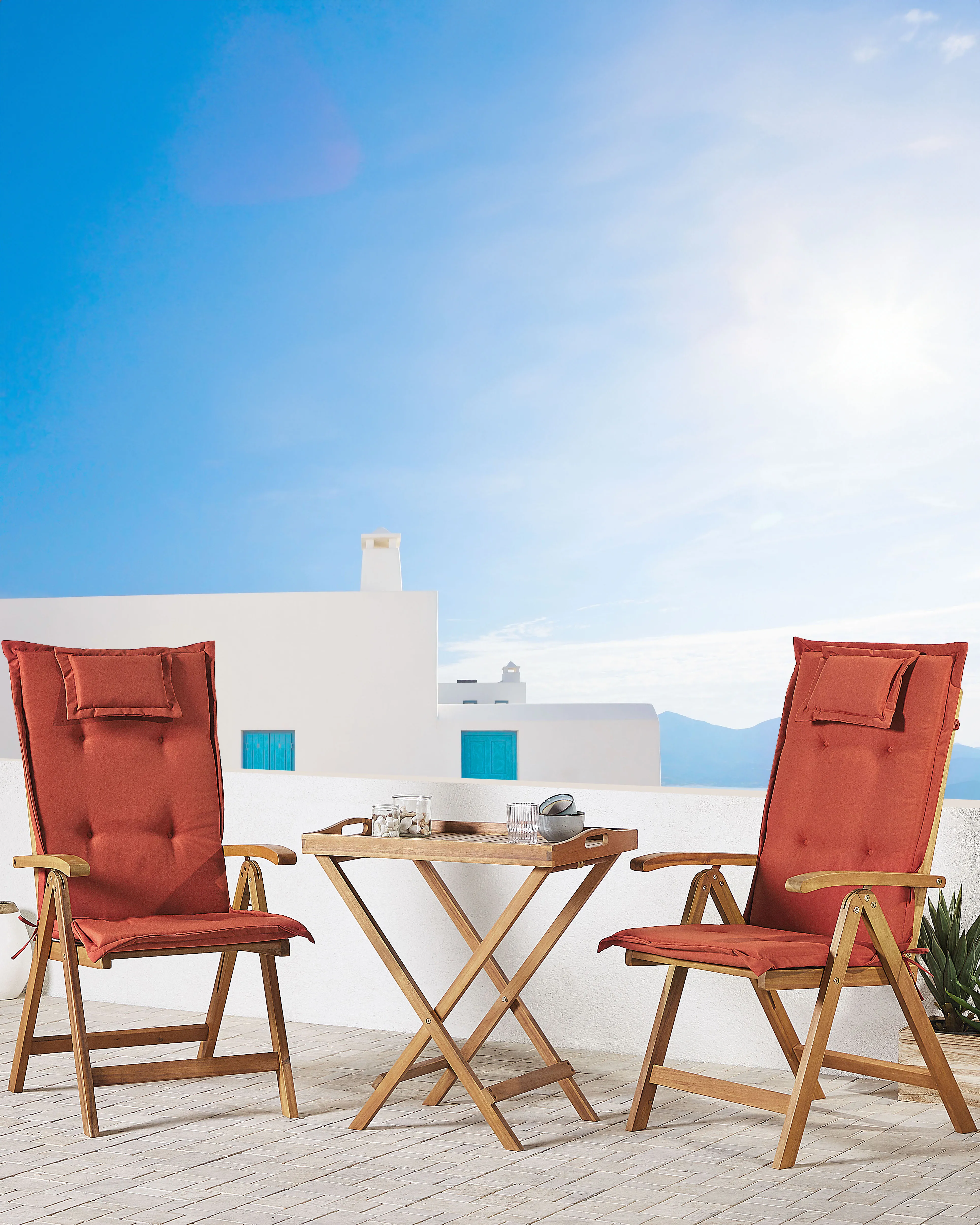 Set van 2 stoelen met zitkussen JAVA Acaciahout Donkerrood