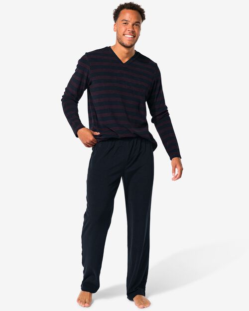 pyjama homme éponge à rayures bleu foncé