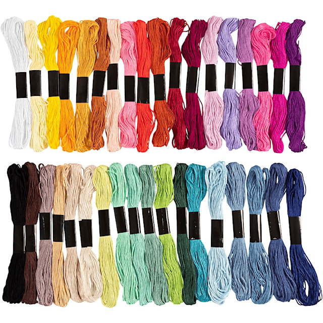 Broderitråd, tykkelse 1 mm, ass. farger, 42 bunt/ 1 pk.