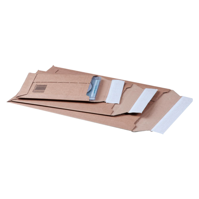 SendProof® Envelop, verzendenvelop, 292x210mm, A4, strip, golfkarton, bruin