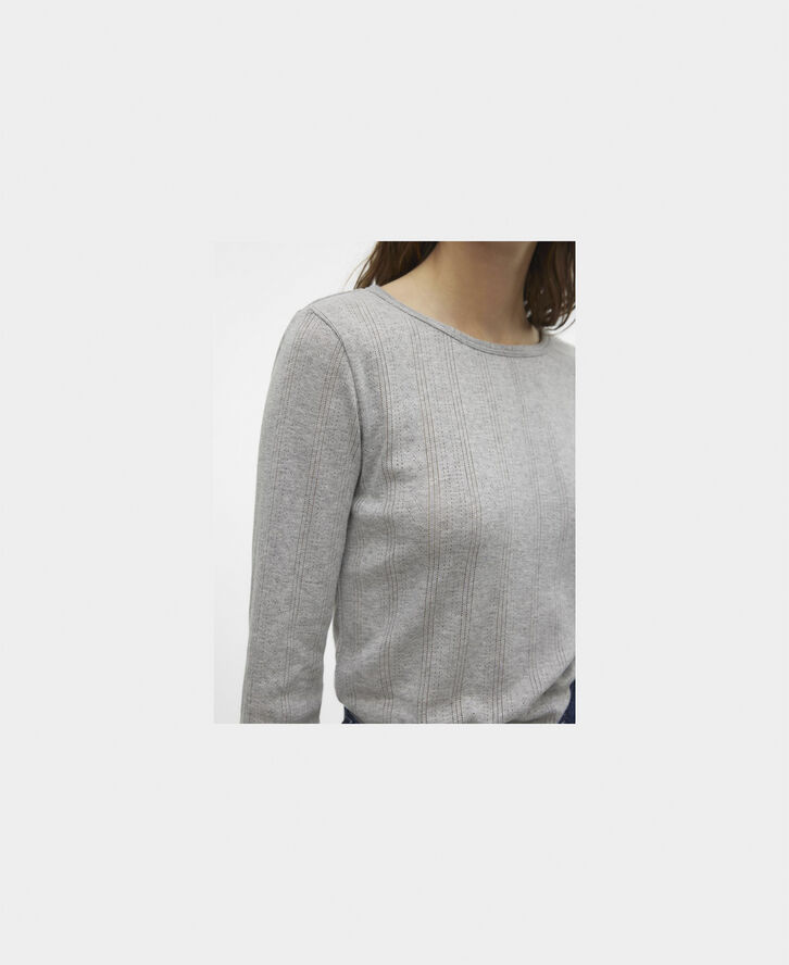 Vero Moda VMLISA POINTELLE LS TOP JRS NOOS Light grey melange