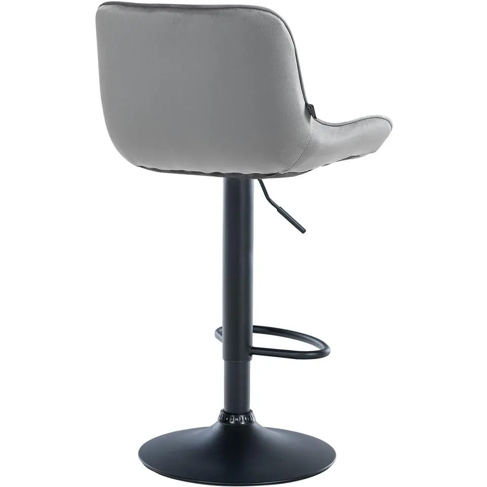 CLP Set van 2 Barkruk Vonore zwart Frame - Fluweel - grijs