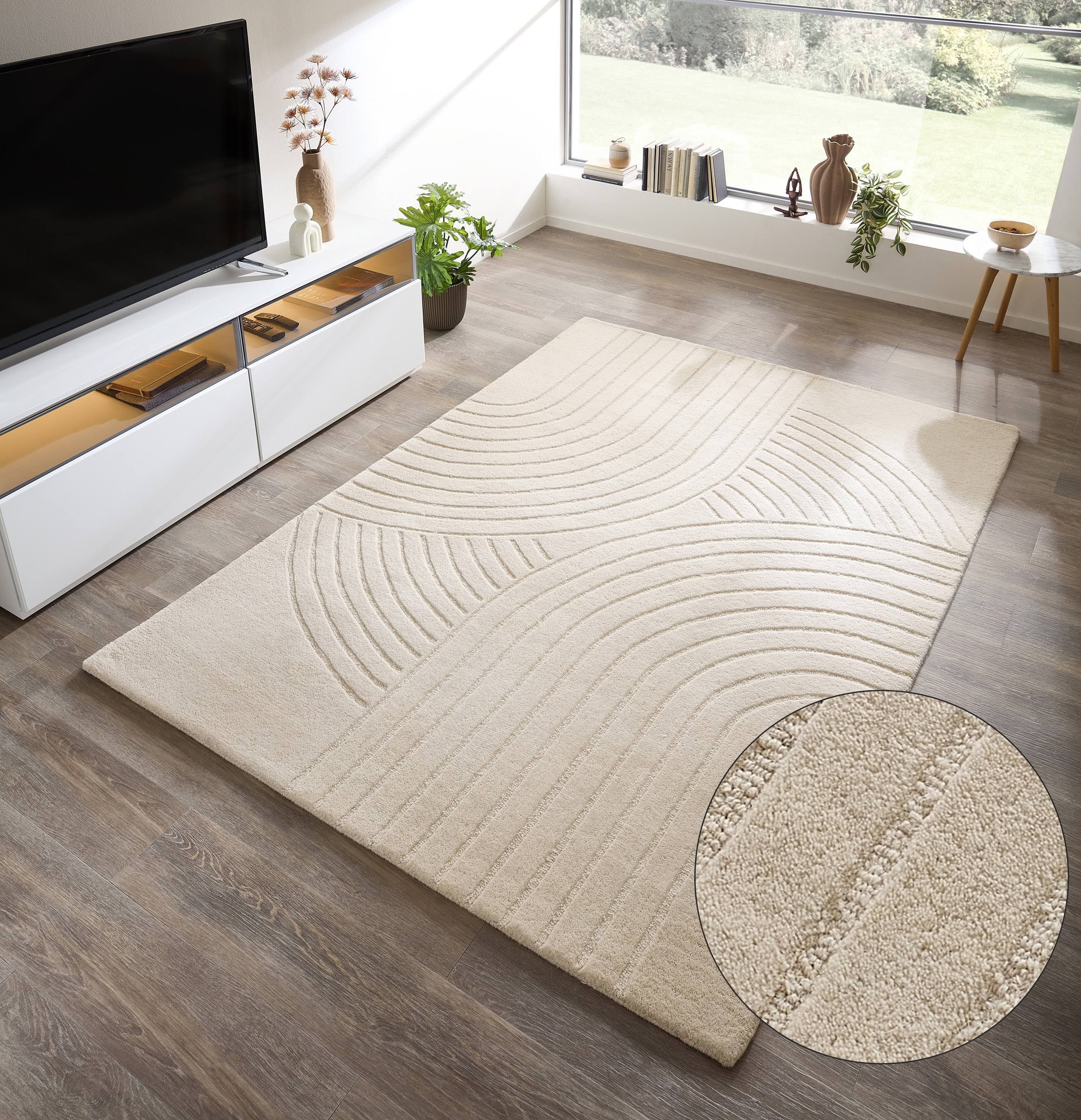 Wollteppich MY HOME Gabbo Design Handgefertigt Teppich reine Wolle Gr