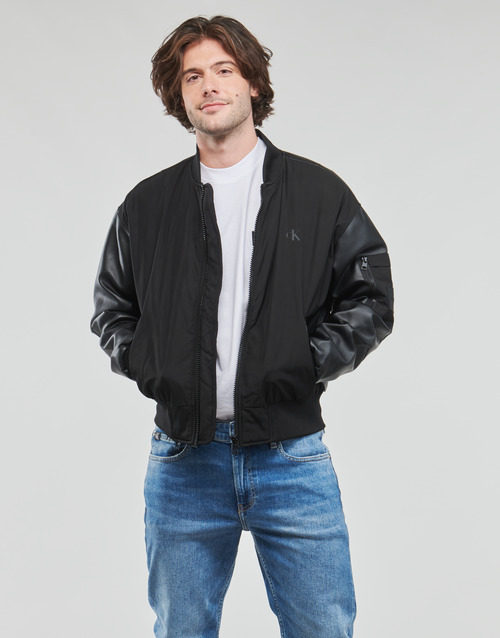 Calvin Klein Jeans - FAUX LEATHER BOMBER JACKET - Noir