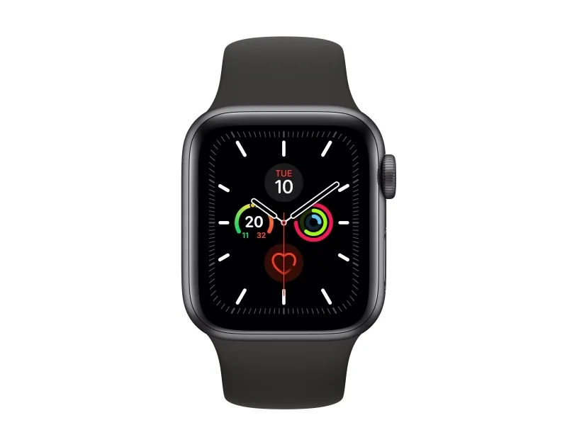 [OUTLET] - Apple Watch Series 5 (GPS   Cellular) - 40 mm - rumgråt aluminium - smart ur med sportsbånd - fluoroelastomer - sort - båndstørrelse 130-200 mm - S/M/L - 32 GB - Wi-Fi, Bluetooth - 4G - 30.8 g