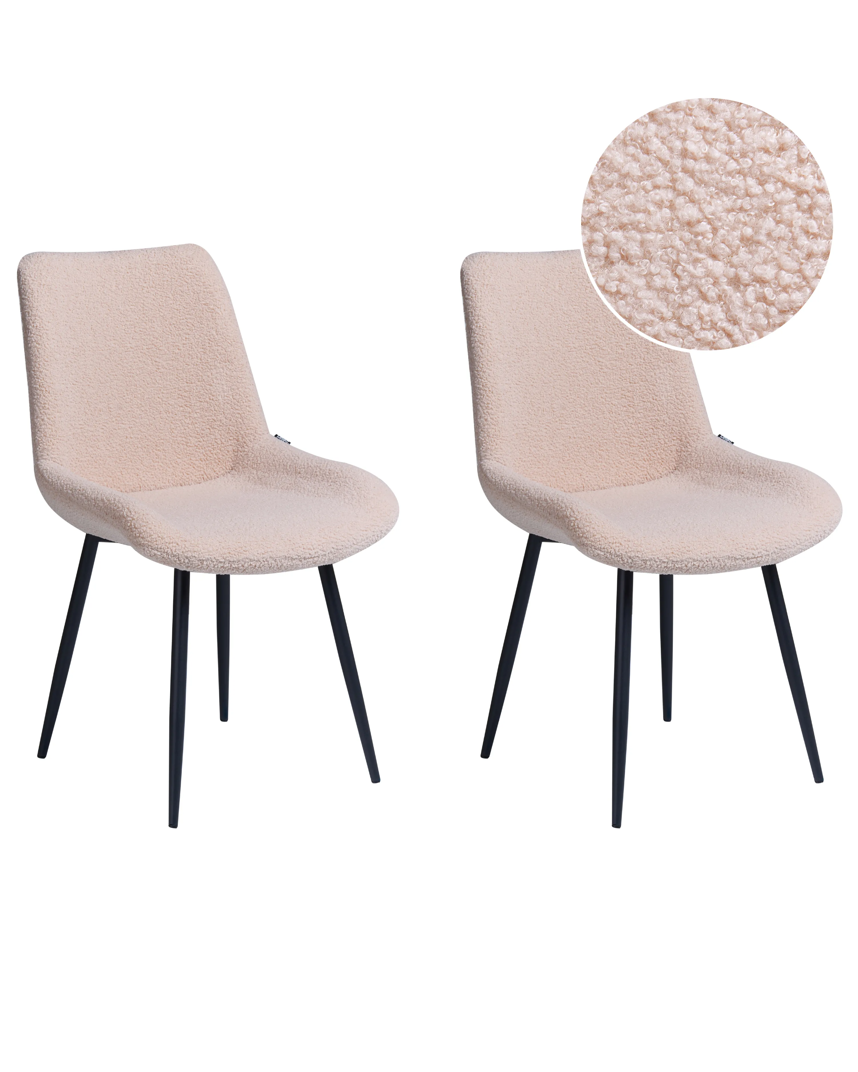 Set van 2 eetkamerstoelen AVILLA Bouclé Beige