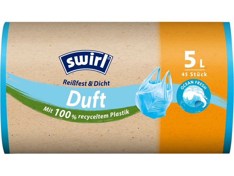 Swirl Müllbeutel Ocean 5 l, 45 Stück Müllbeutel mit Tragegriff und 5 Liter Fassungsvermögen