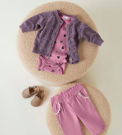 Name It Body L/æ - Rib - NbfNitte - Mauve Orchid m. Herzen