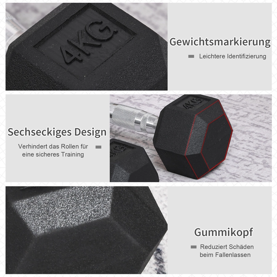 HOMCOM Kurzhantel 2er Set in Hexagon Form schwarz