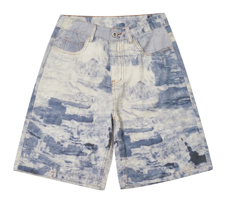 CHIC ERRO - Print gewassen denim shorts