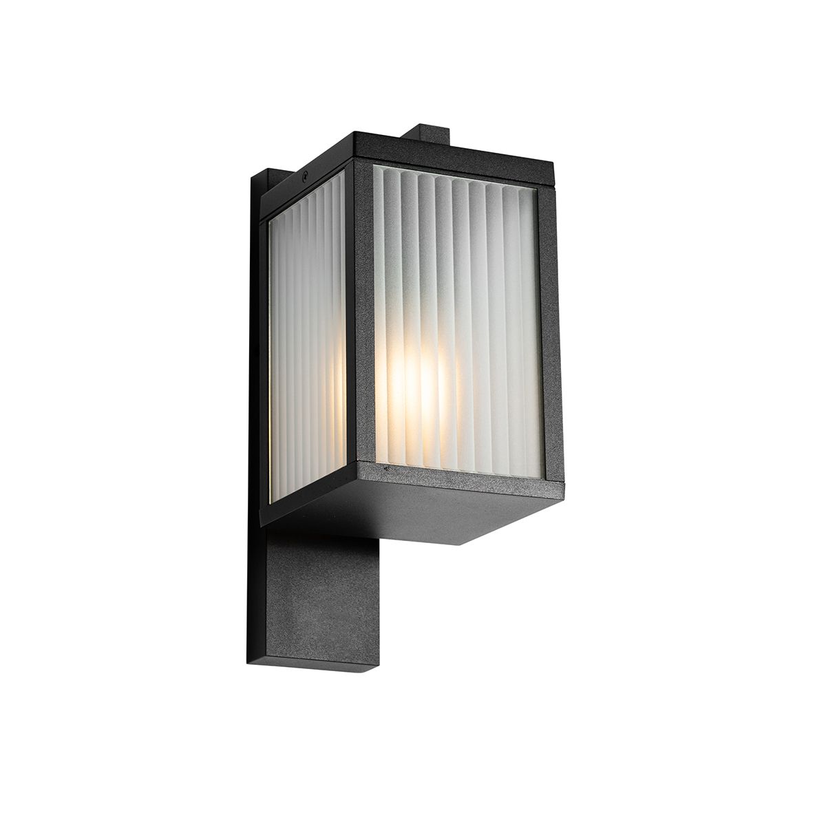 Smart buiten wandlantaarn zwart met ribbel glas incl. Wifi A60 - Charlois