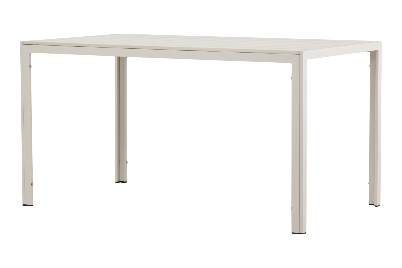 Mirko spisebord Hagebord i beigelakkert aluminium med beige plywood bordplate.