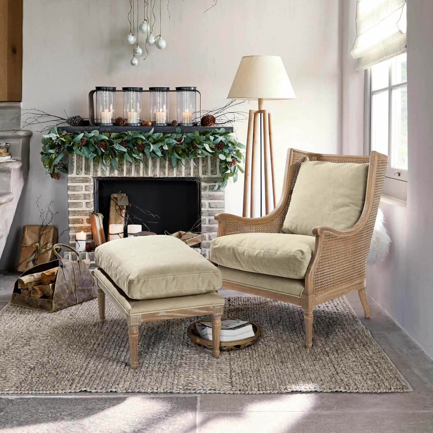 Hocker Greenbrier antikbraun/beige