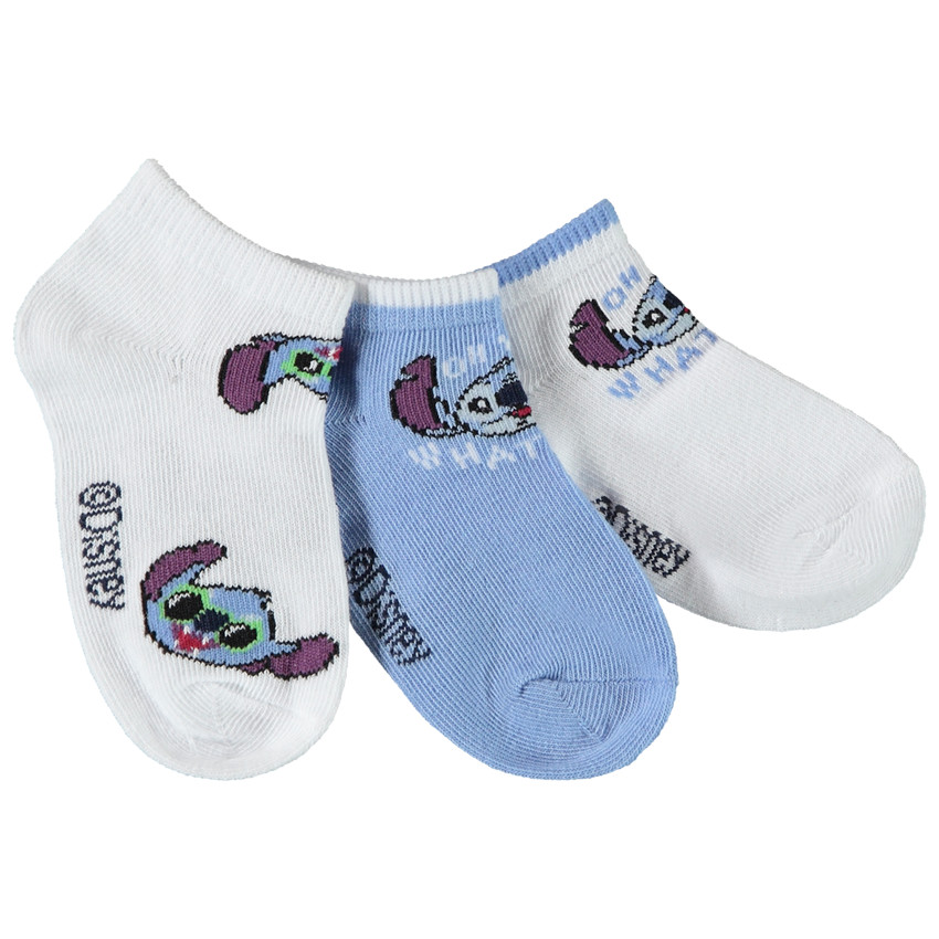 Lot de 3 paires de chaussettes courtes fantaisie Stitch  pour bébé garçon