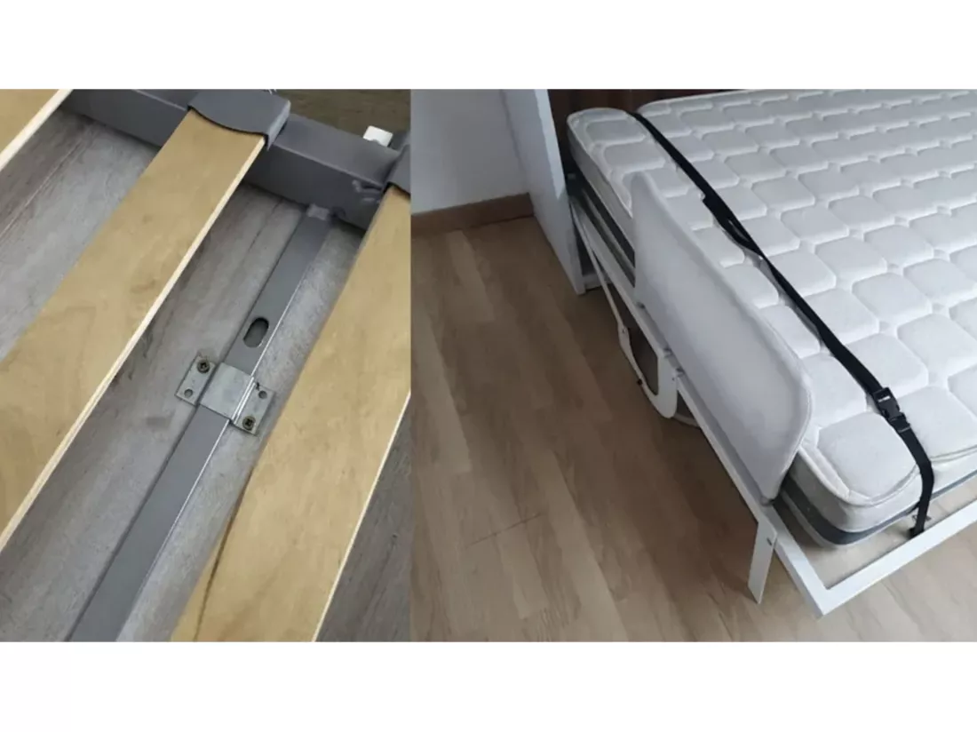 Lit escamotable 160x200 canapé etagere bureau Prolok-Avec matelas-Canapé Gris clair-Avec étagère-Structure et Façade Gris ciment-Avec bureau