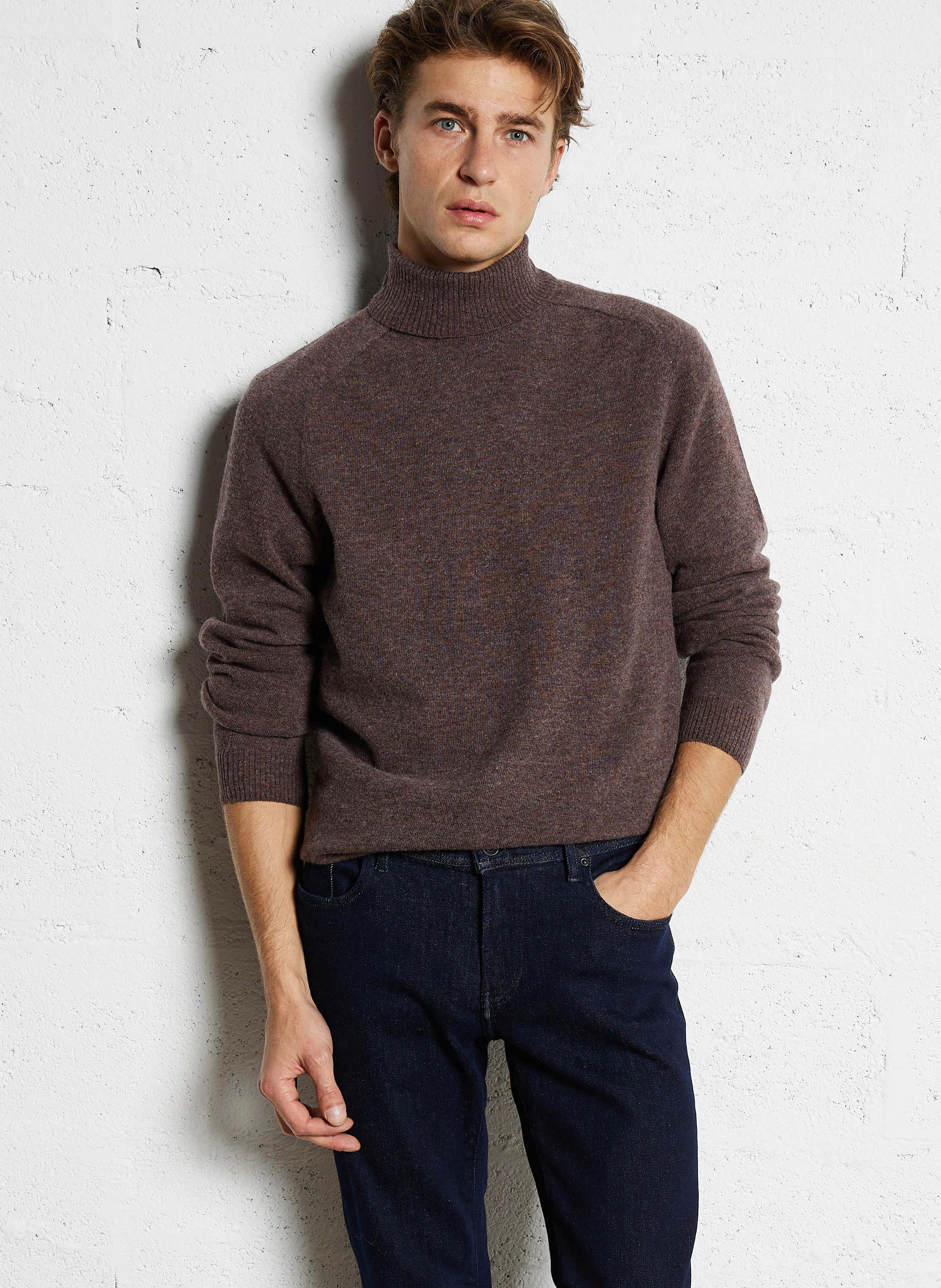 Col roulé regular-fit en laine | Marron