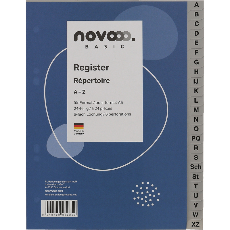 novooo Register Basic, grau, A5, A-Z