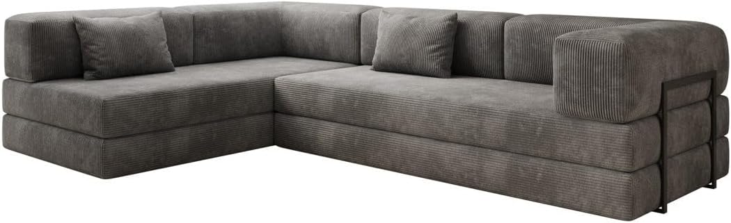 Luxusbetten24 Designer Sofa Lazy L in Cord Hellgrau Links