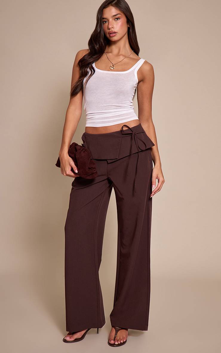 Chocolat Pantalon Large À Superposition