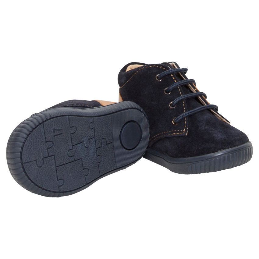 Bottillons en cuir à lacets avec empiècements camel