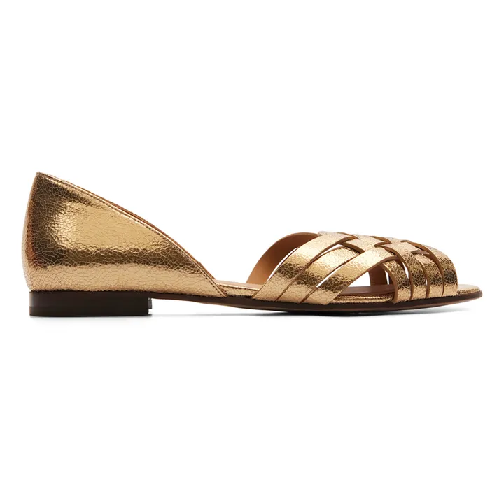 Rivecour Sandales Cuir Craquelé n°64 | Gold