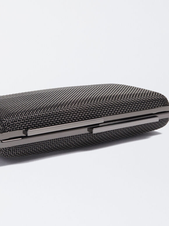 Clutch de festa com alça de corrente - Preta