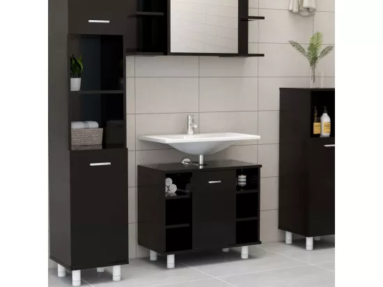 Armoire de salle de bain Noir 60x32x53,5 cm Bois d'ingénierie