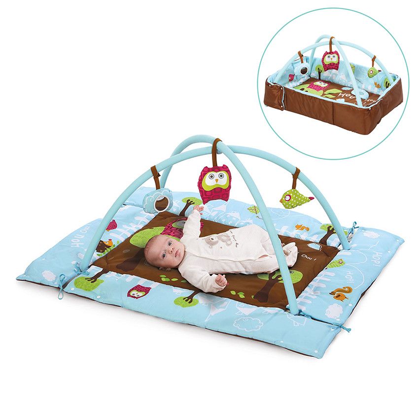 Tapis d’éveil chouette – Bleu - Ecru
