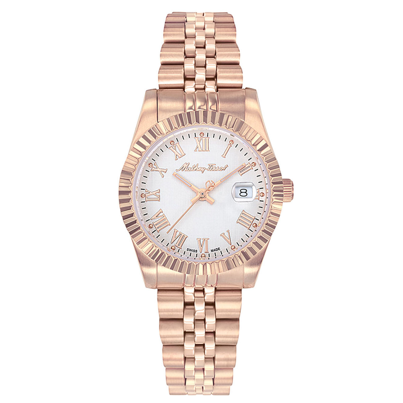 Mathey-Tissot Montre Femme Quartz en Acier Mathy III Roman doré rose