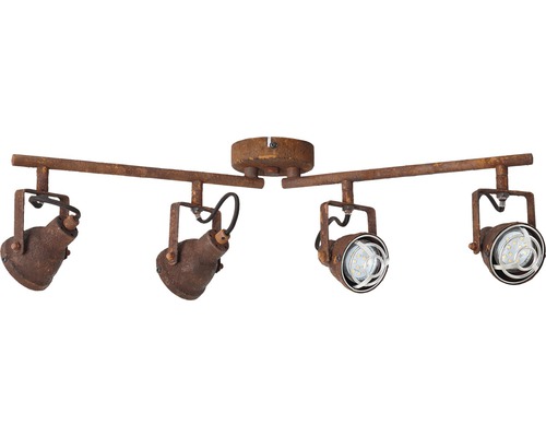 Plafondspot, 4-lichts, B 68 cm, roestkleurig/zwart