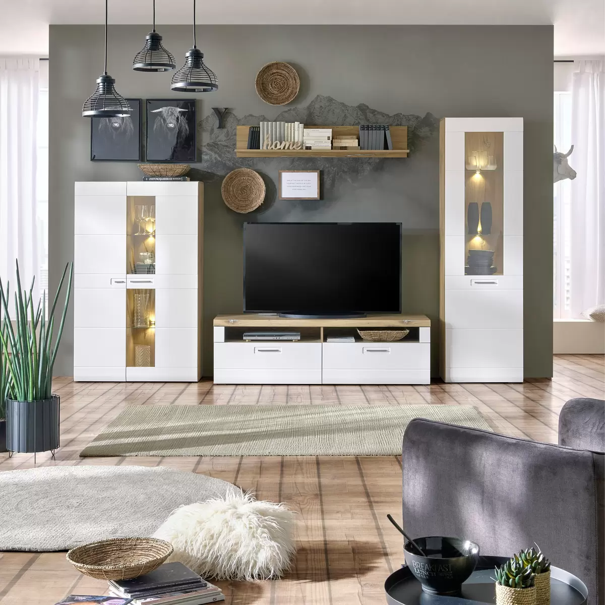 TV Möbel Auris Eiche,weiss