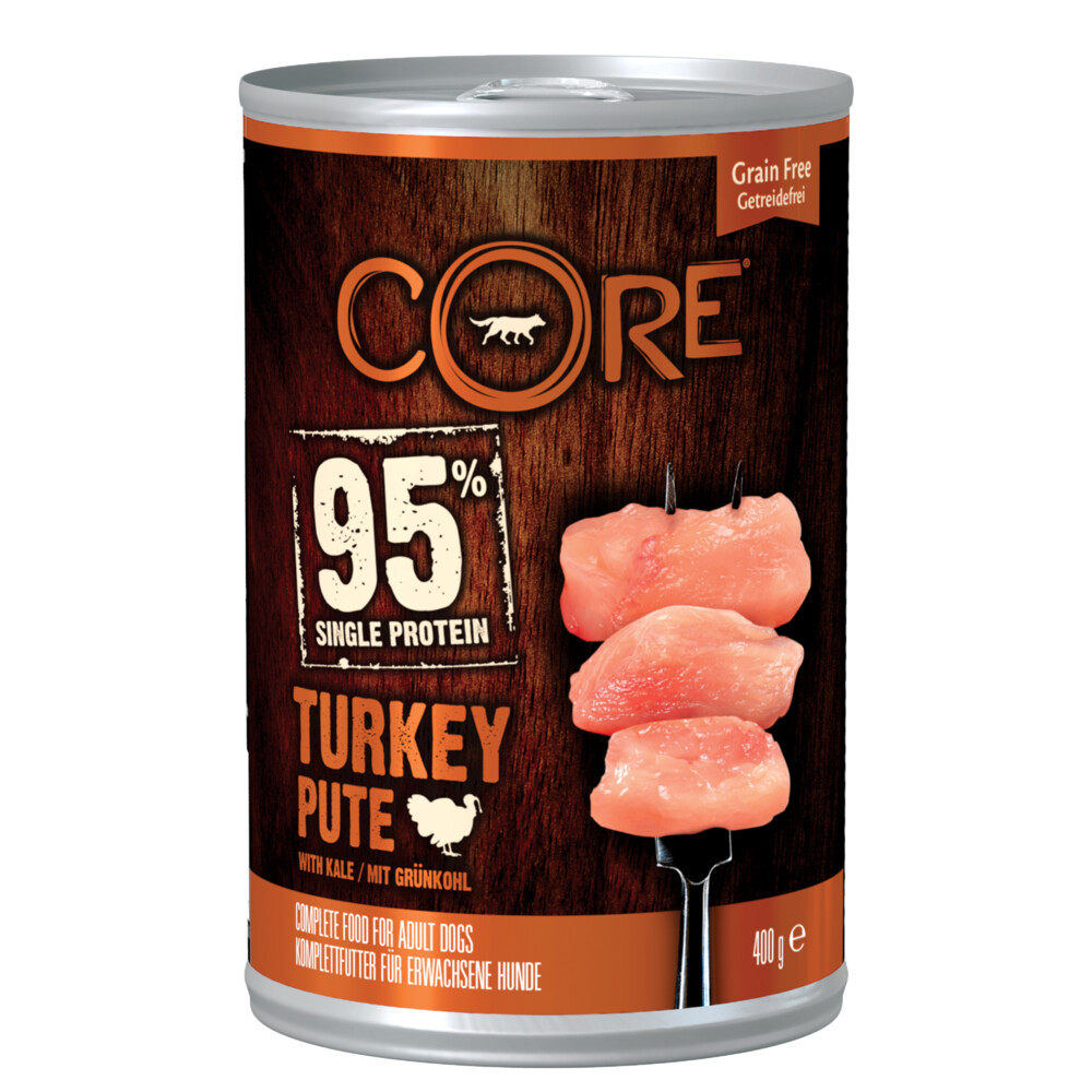 6x Wellness Core Hondenvoer Blik Kalkoen - Kool400 gr