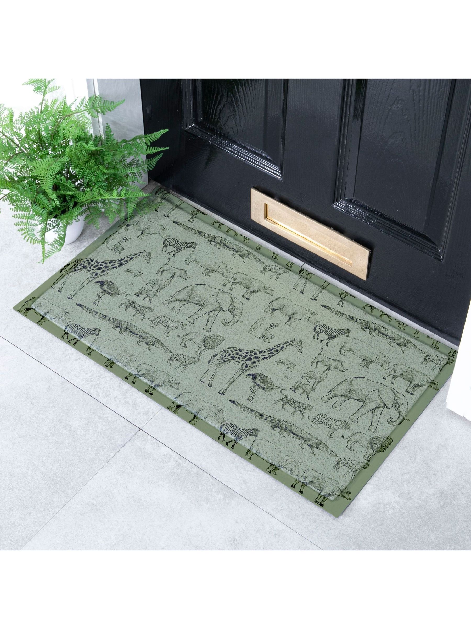 Artsy Mats Green African Animals Indoor Outdoor Doormat