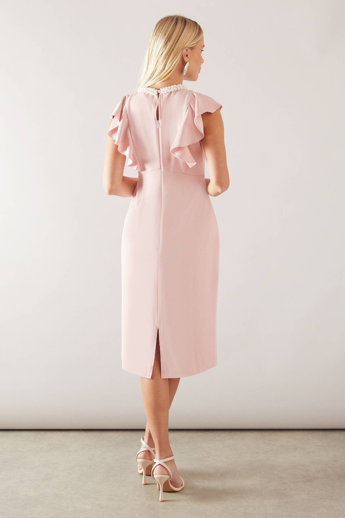 Wallis Robe Crayon Ajustée Petite avec Détails de Perles