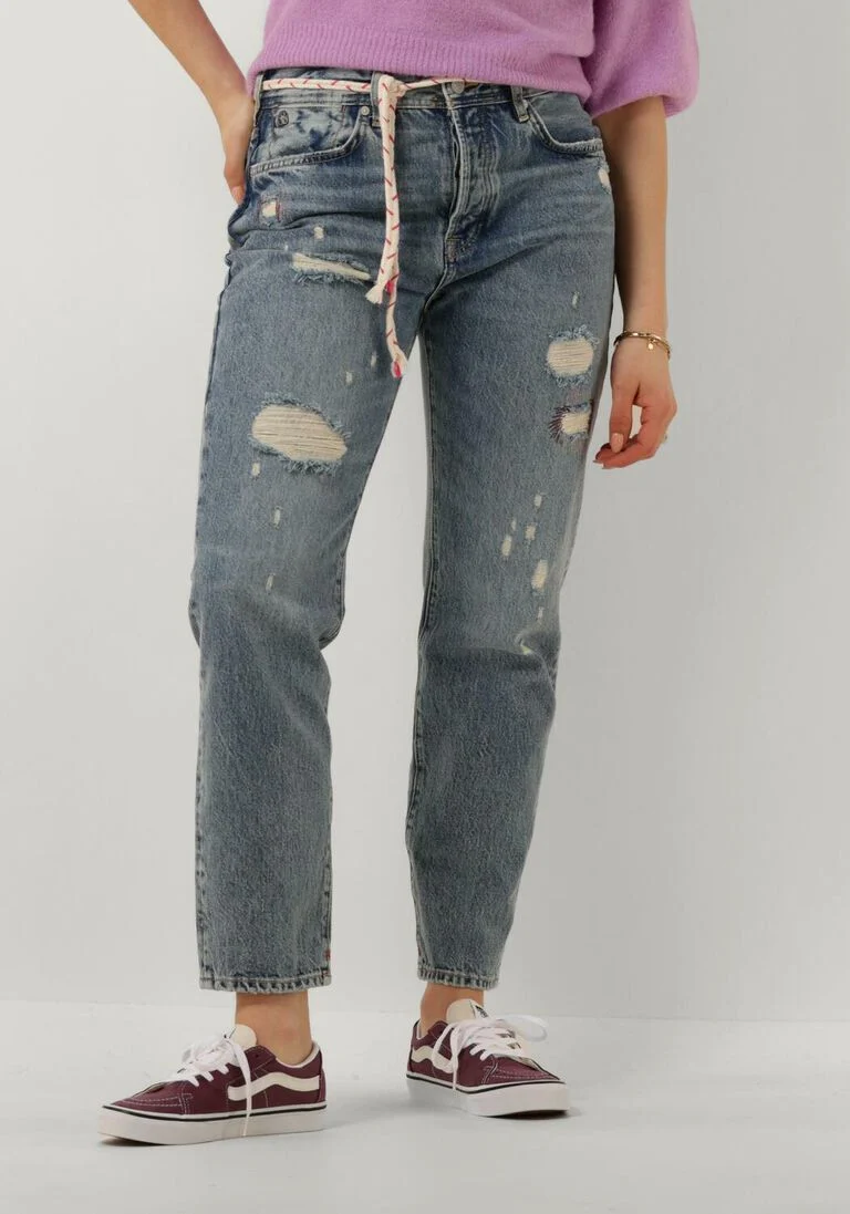 SCOTCH & SODA blauwe scotch & soda wide jeans the buzz slim boyfriend jeans - all tied up