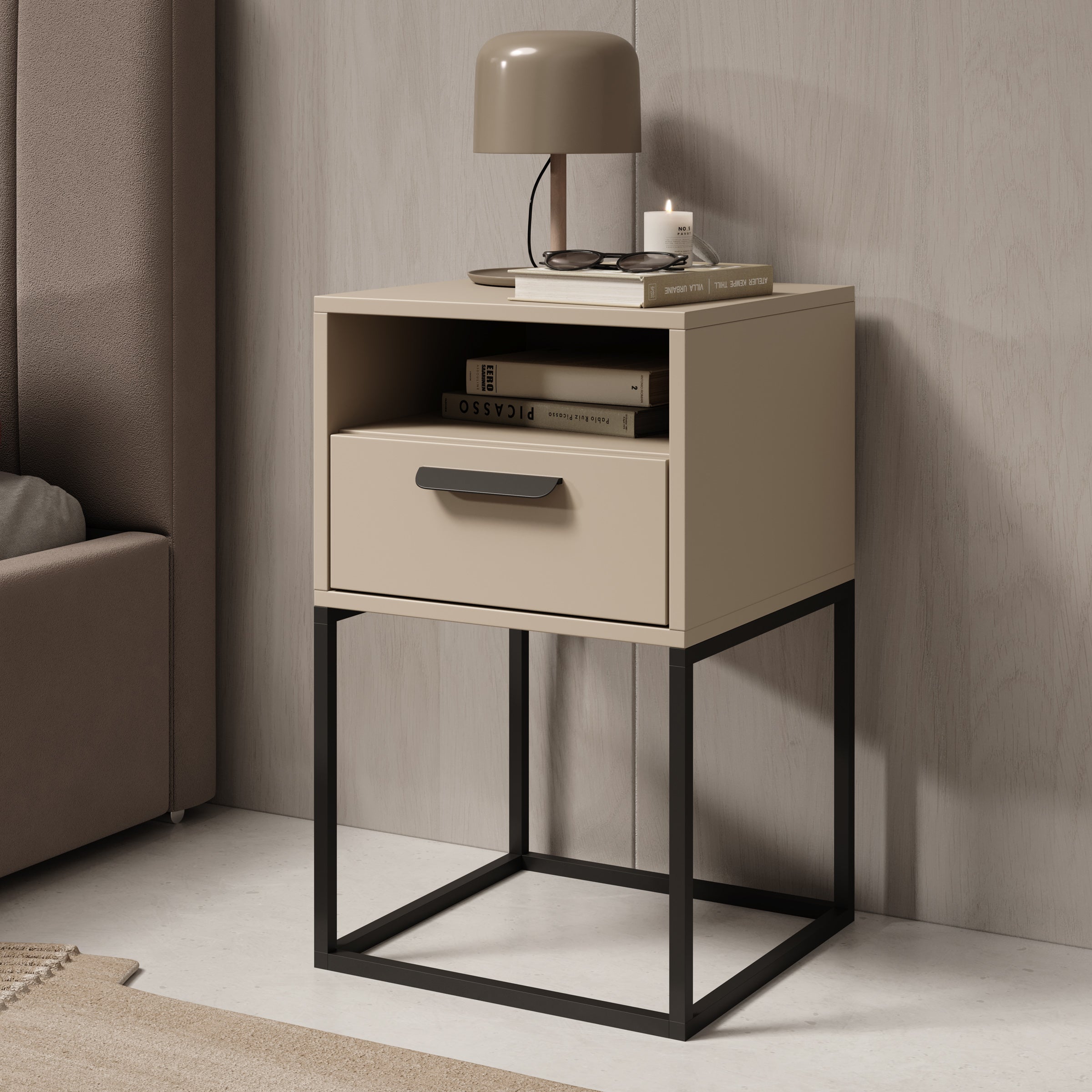 Cebu 2 - Nachtkastje - Beige - 40x39x65 cm