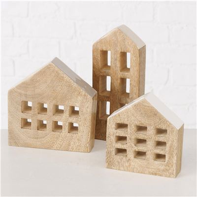 Décorations maisons en bois - set de 3