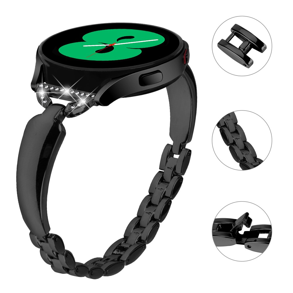 Samsung Galaxy Watch 4 (44mm) Strassstein Armreif Edelstahl Schmuckarmband - Schwarz