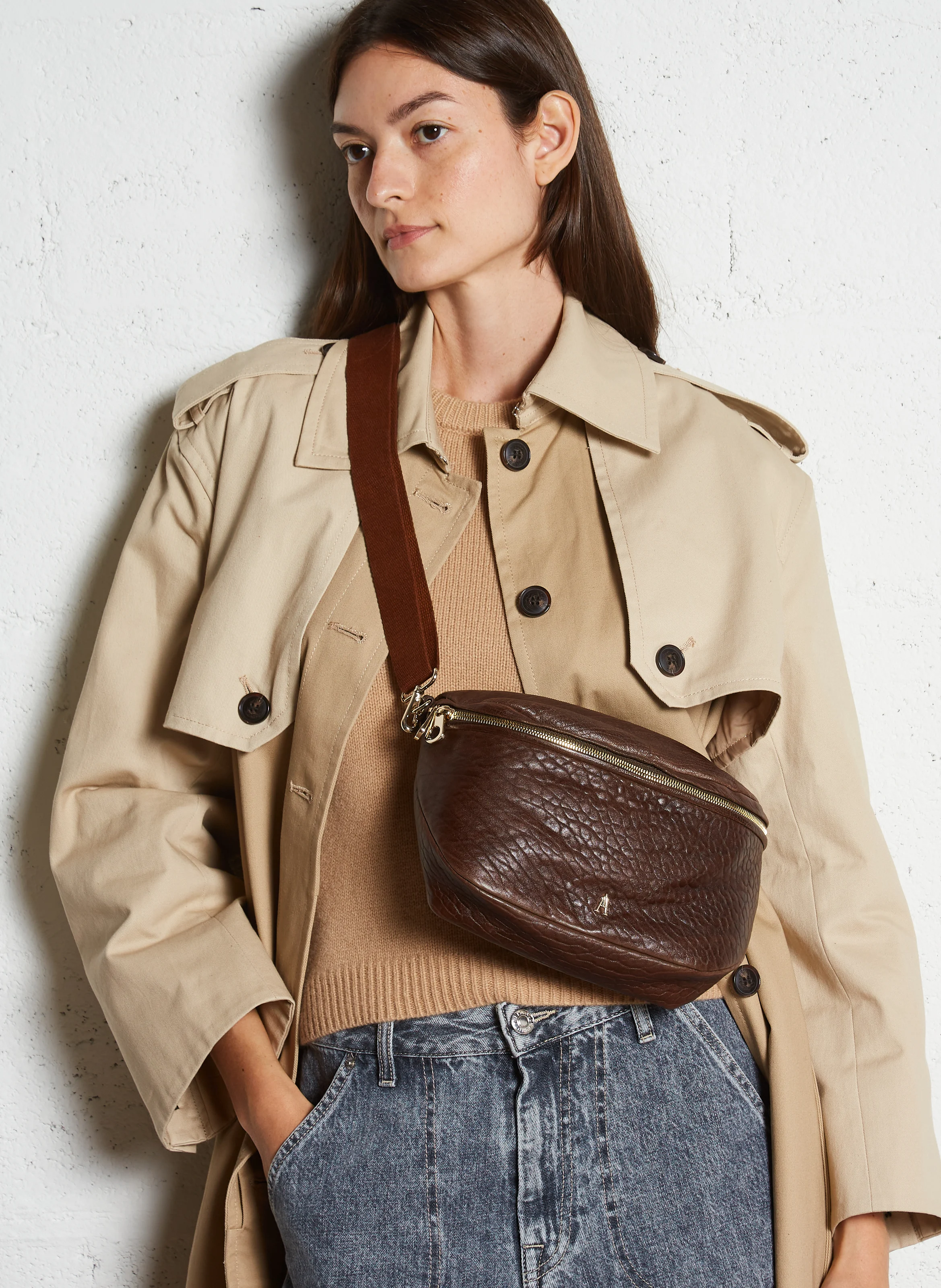 BIG BANANE - Sac banane en cuir d'agneau | Marron