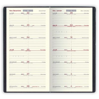 Agenda Classique - 1 semaine par page - 9 x 17 cm - disponible dans différentes couleurs - Lecas