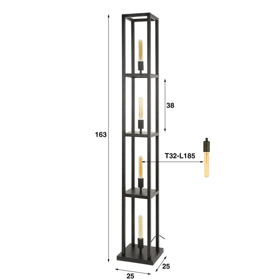 Hoyz Collection - Vloerlamp Quadra 4-lichts - Artic Zwart