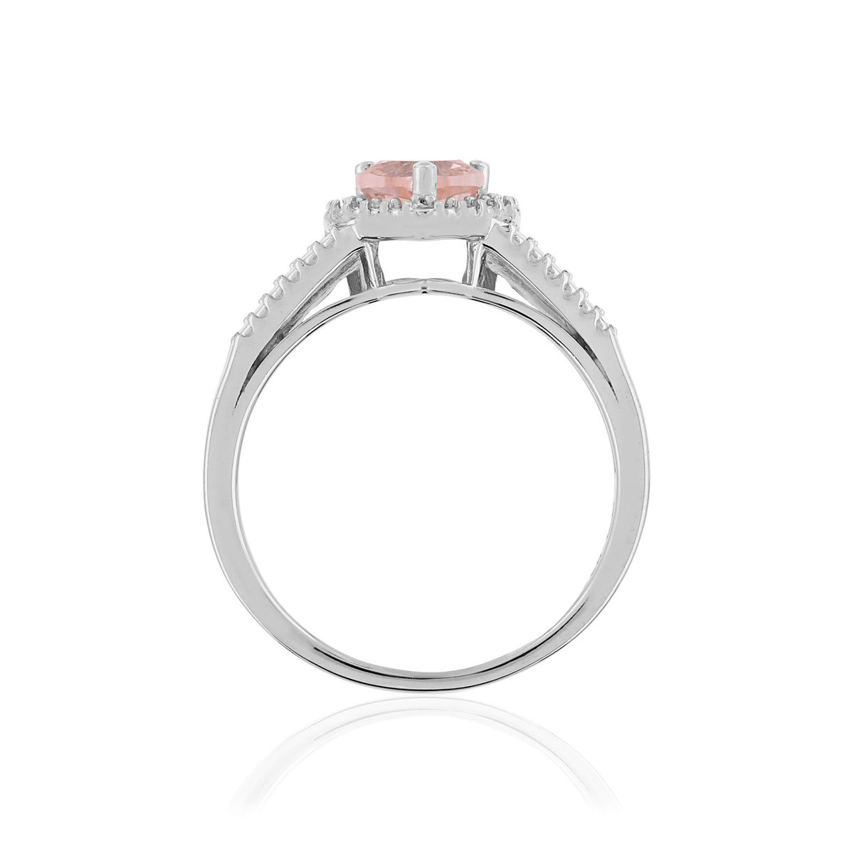 Bague argent 925 coeur morganite et diamants