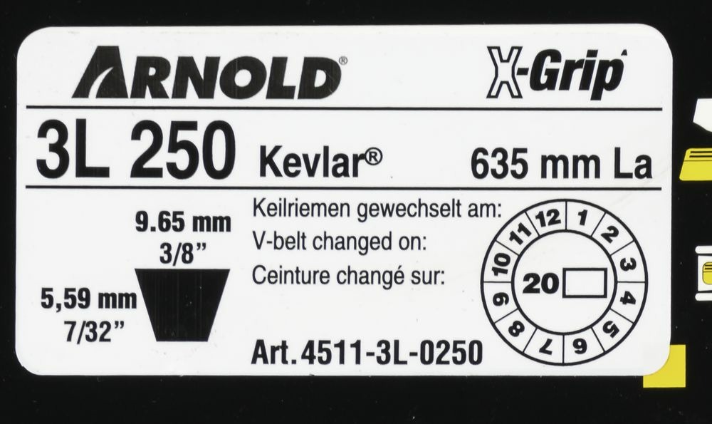 Courroie trapézoïdale x-grip de type 3l-0250