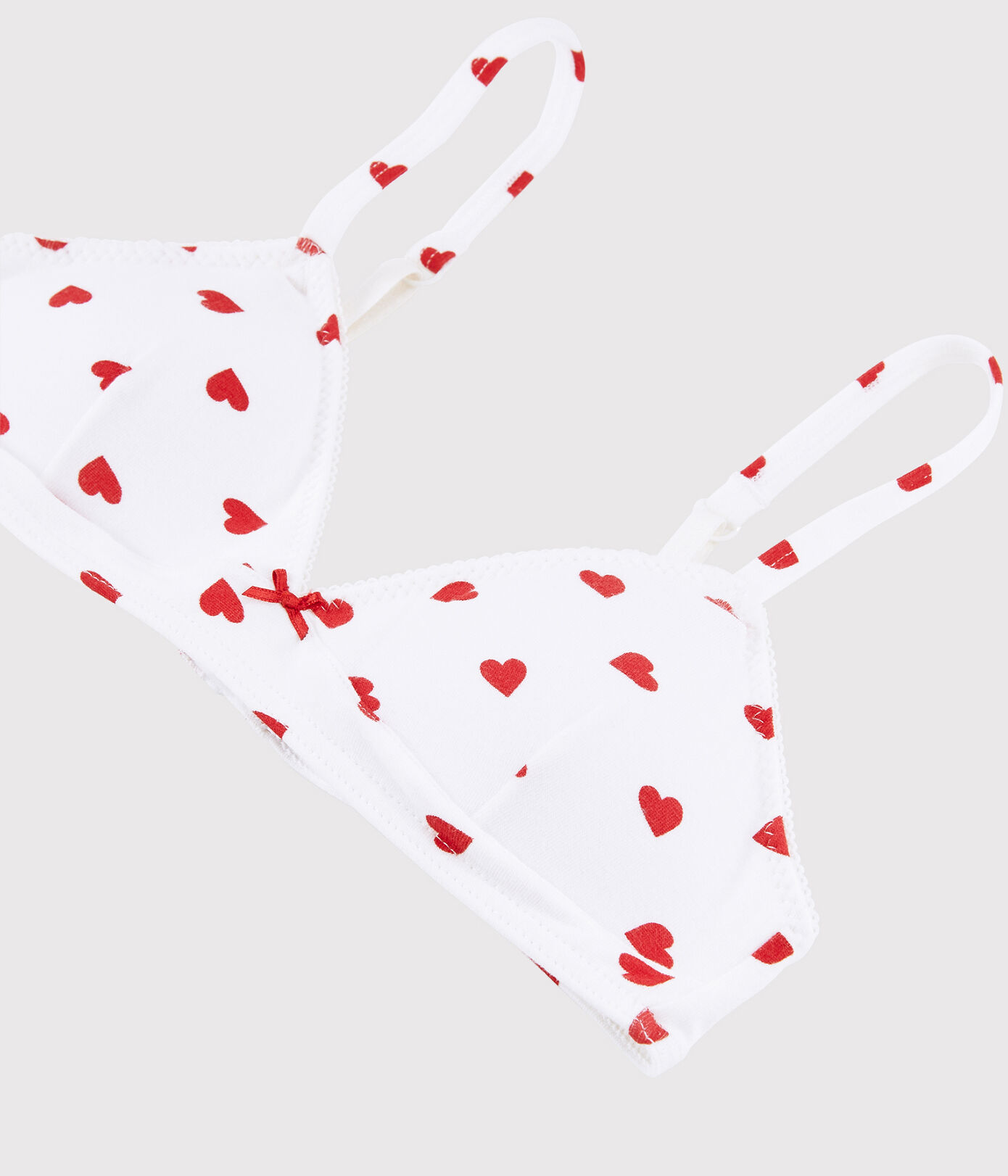 Soutien-gorge paddé cœur rouge fille en coton biologique et elasthanne