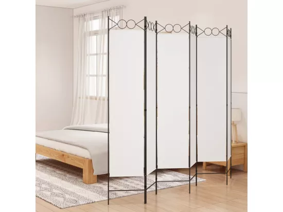 Cloison de séparation 6 panneaux Blanc 240x200 cm Tissu