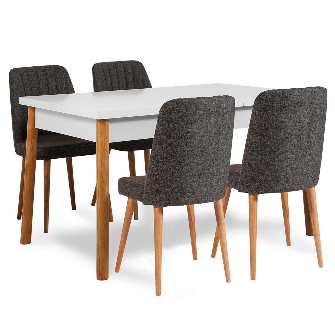Homitis Ensemble table + 4 chaises santiago 1053 beige/blanc/anthracite
