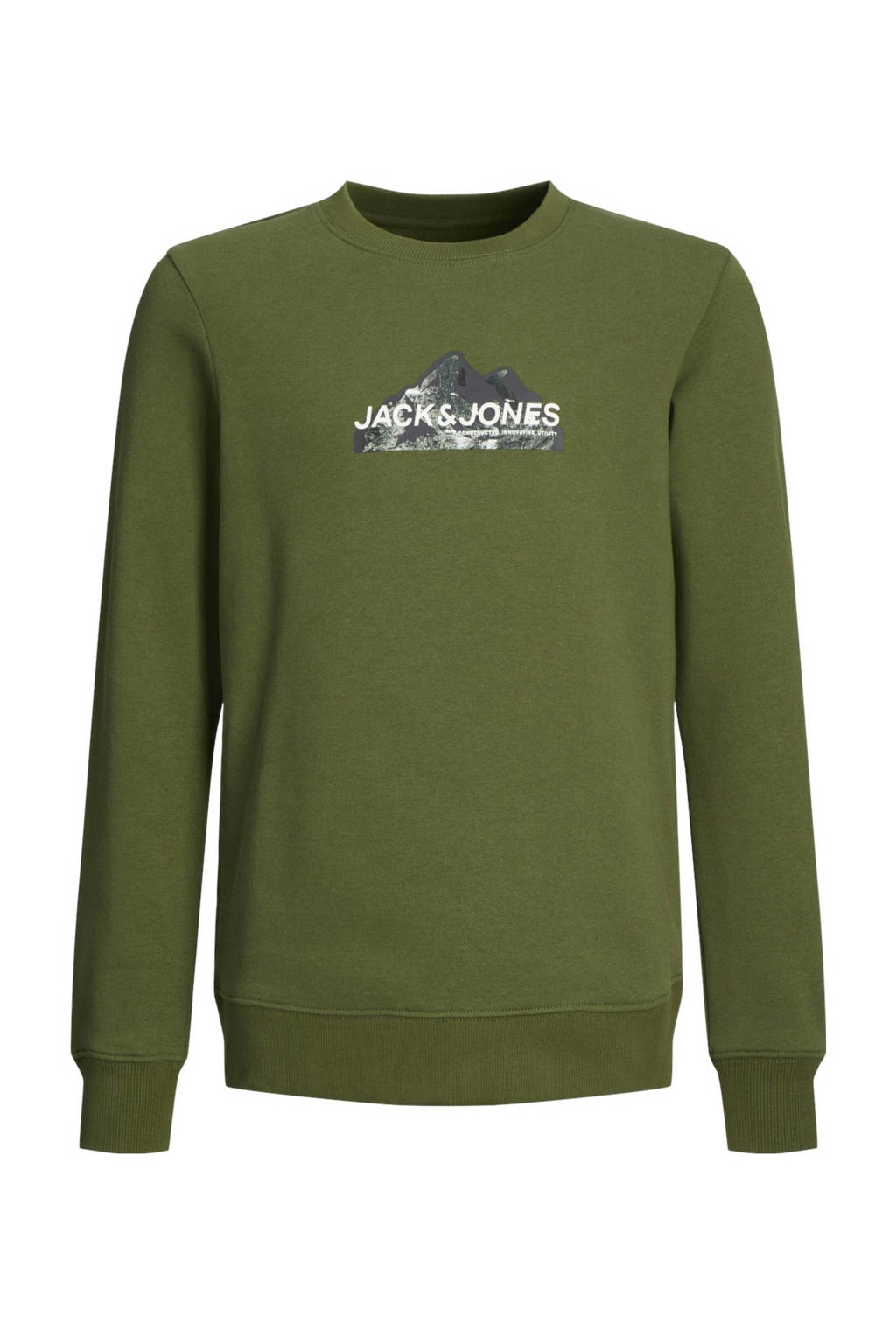 JACK & JONES sweater JCOMOUNTAIN met printopdruk mosgroen