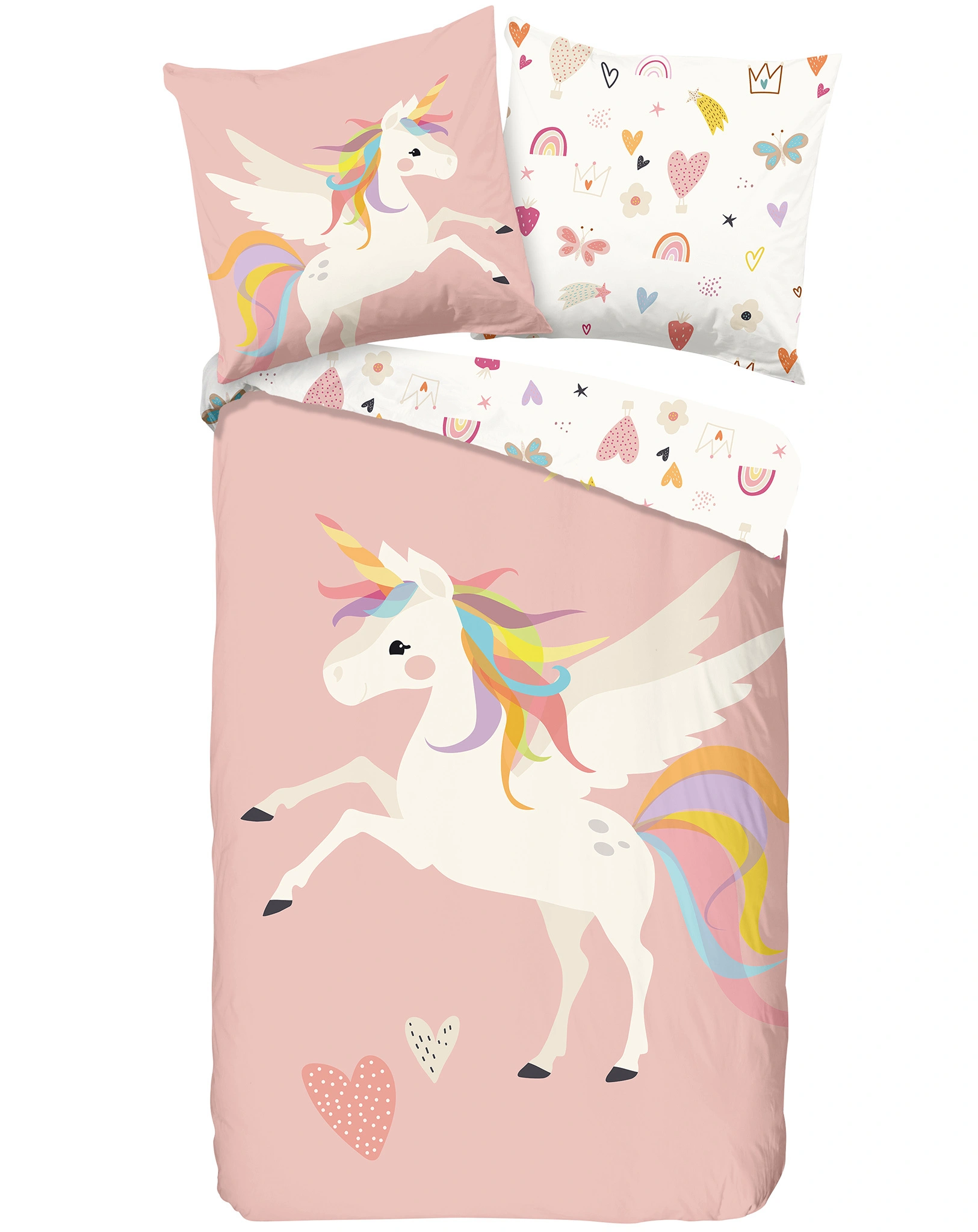 Bettwäsche EINHORN (80x80/135x200) in rosa