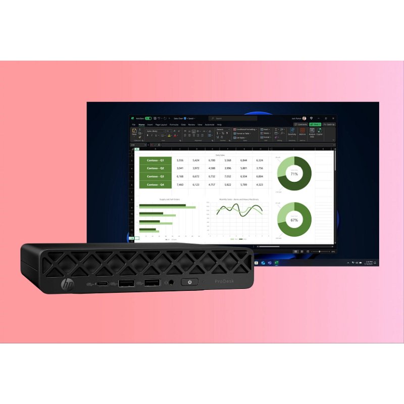 HP ProDesk 4 Mini G1i AI Intel Core Ultra 5 225T 24 Go DDR5-SDRAM 512 Go SSD Windows 11 Pro Mini PC AI PC Noir